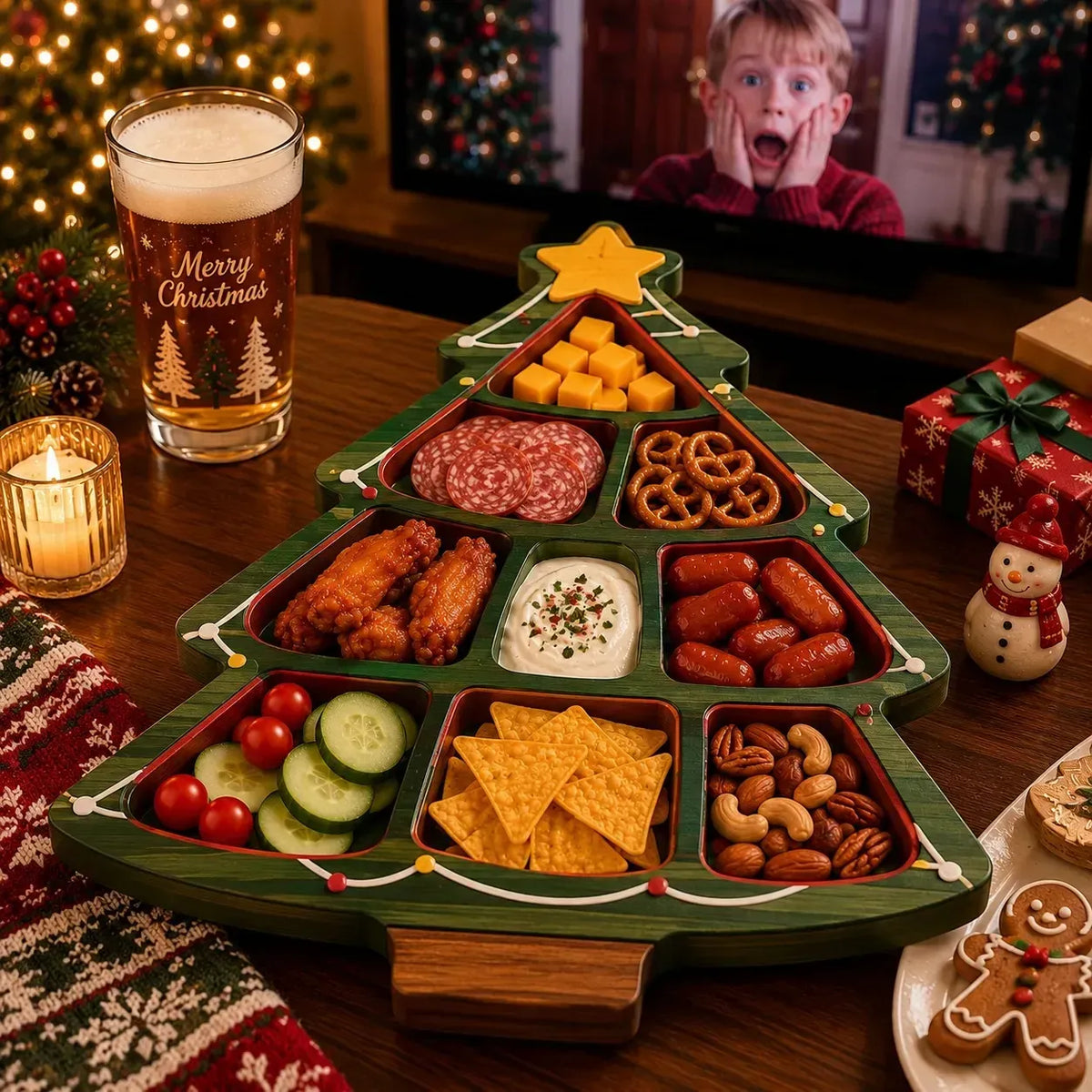 🎄Kerstsnackschaal met figuurtjes | 11 feestelijke ontwerpen met vakjes voor crackers, kaas, fruit, snoep en kerstlekkernijen 🍿