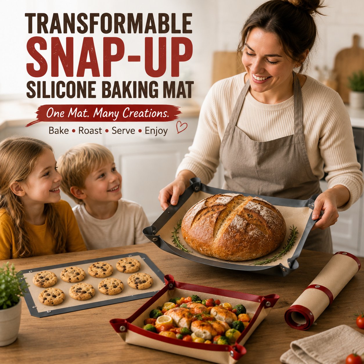 🍕🔥 Veranderbare Siliconen Bakmat – Van Bakmat Naar Bakmand In Enkele Seconden! ✨