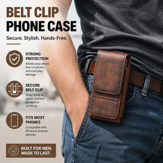 ⚡Grote korting | Heupriem-telefoonhoesje 📱 Leren holster met meerdere vakken en kaarthouder