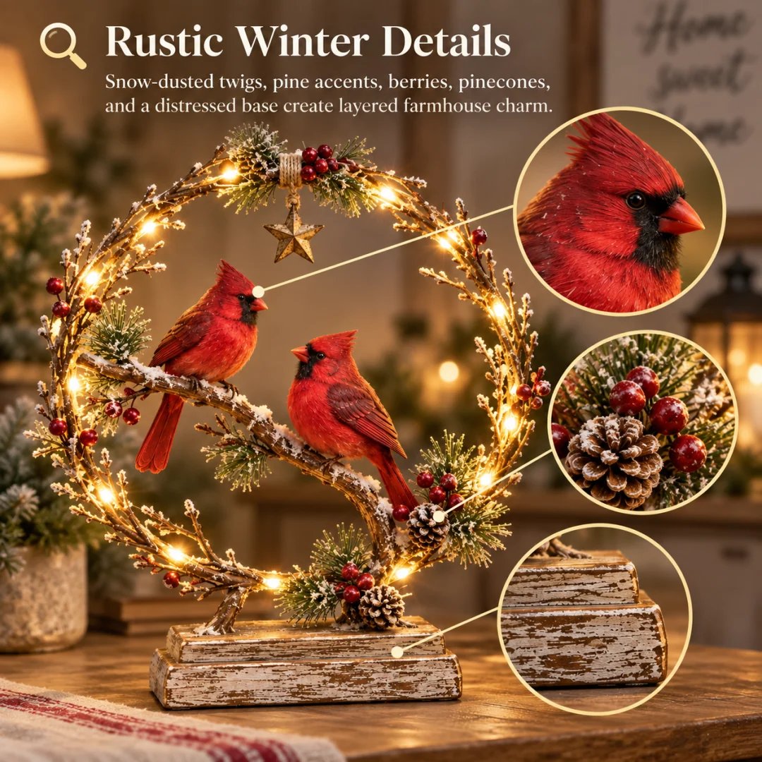 ❄️🐦 Winter Kardinaal LED Decoratie – Breng Warmte in Huis ✨
