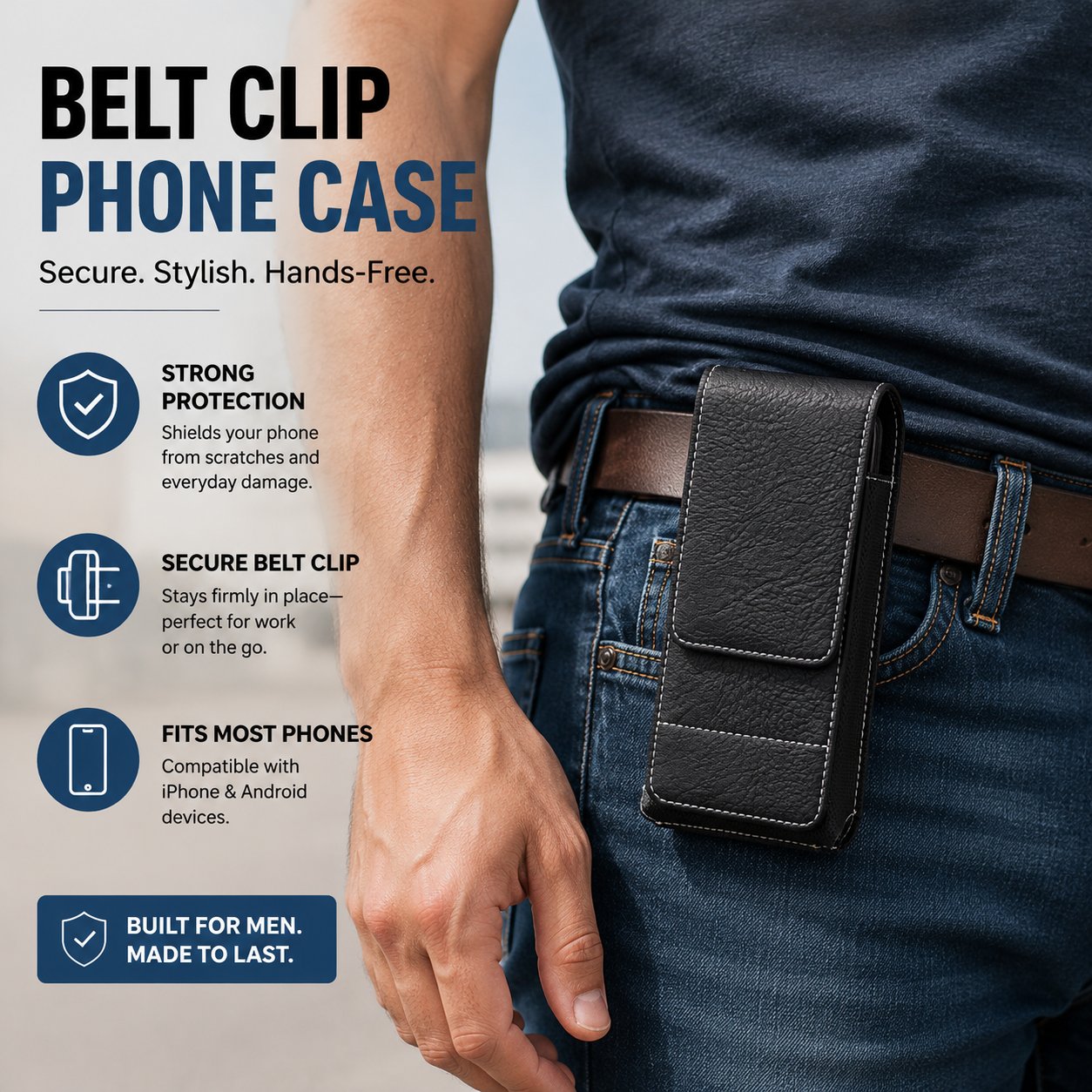 ⚡Grote korting | Heupriem-telefoonhoesje 📱 Leren holster met meerdere vakken en kaarthouder