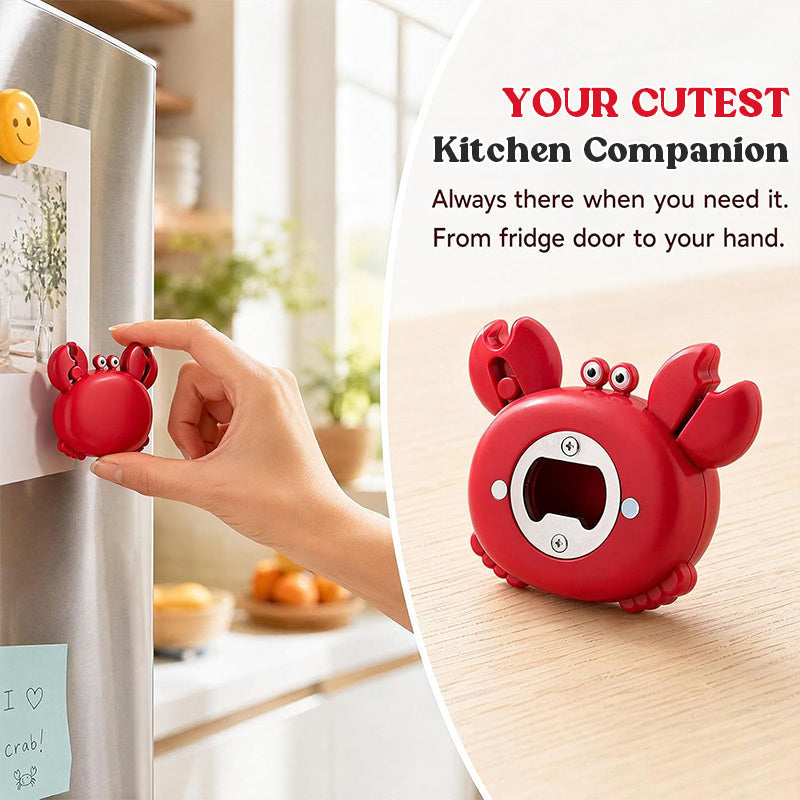 🦀 Multifunctionele magnetische flesopener in de vorm van een krab – Krachtige magneet en roestvrij – Vangt dopjes op ideaal voor in de koelkast of aan de bar