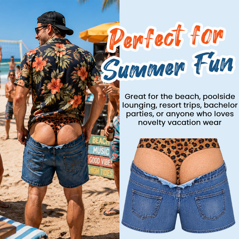 😄🐆Leuke strandzwemkleding van denim met luipaardprint