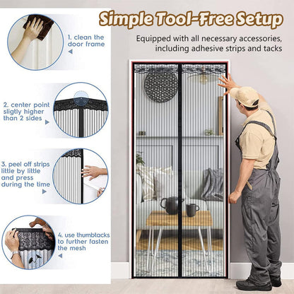 🪟🦟 Magic Mesh Summer Magnetic Mosquito Screen Door Curtain
