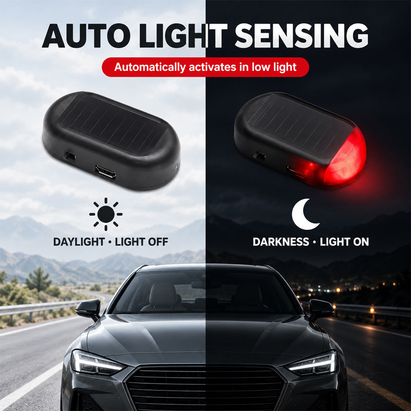 Solar-Powered Car Anti-Theft Warning Light with LED Flash