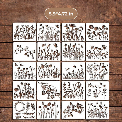 Kleine wilde bloemen bloemen schilderij mallen voor volwassenen kinderen meubels muren en hout kaart schilderen en andere ambachten, bevat miniatuur natuurlijke wijnstok kruid kunst mallen
