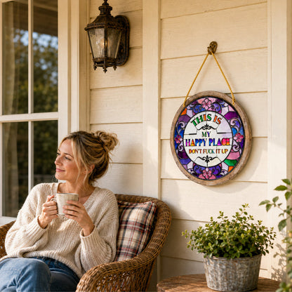🌈Hangende decoratie ‘Happy Place’ met glas-in-loodmotief