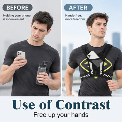 🏃Handsfree hardloopvest — met opbergruimte voor een waterfles en telefoon en reflecterende veiligheidselementen
