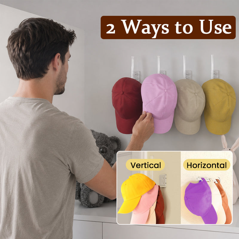 🧢✨ Boorvrije aan de muur gemonteerde hoedenhouder – Zelfklevende organizer voor baseballpetten 🧢📦