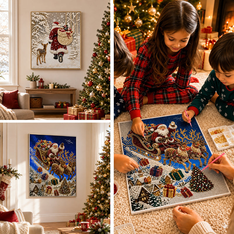 🎄🦌 Kerst Rendier Diamond Painting Kunstset – Feestelijke DIY Kristalkunstset voor Volwassenen & Kinderen, Kerstknutseldecoratie ✨💎