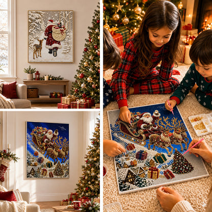 🎄🦌 Kerst Rendier Diamond Painting Kunstset – Feestelijke DIY Kristalkunstset voor Volwassenen & Kinderen, Kerstknutseldecoratie ✨💎
