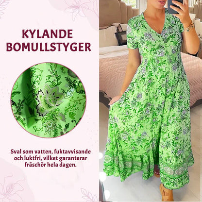 Gebloemde jurk met V-hals
