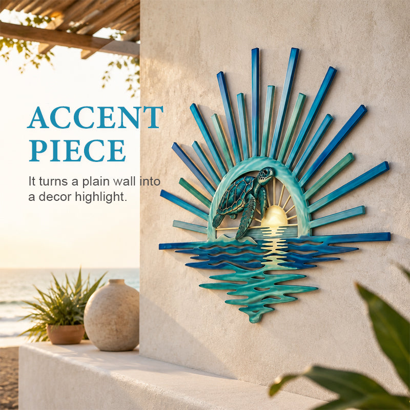 🌅 ‘Legend of the Sunset Tides’ metalen wanddecoratie – 🌊 Metalen wanddecoratie in vintage maritieme stijl
