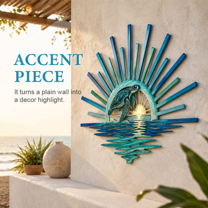 🌅 ‘Legend of the Sunset Tides’ metalen wanddecoratie – 🌊 Metalen wanddecoratie in vintage maritieme stijl