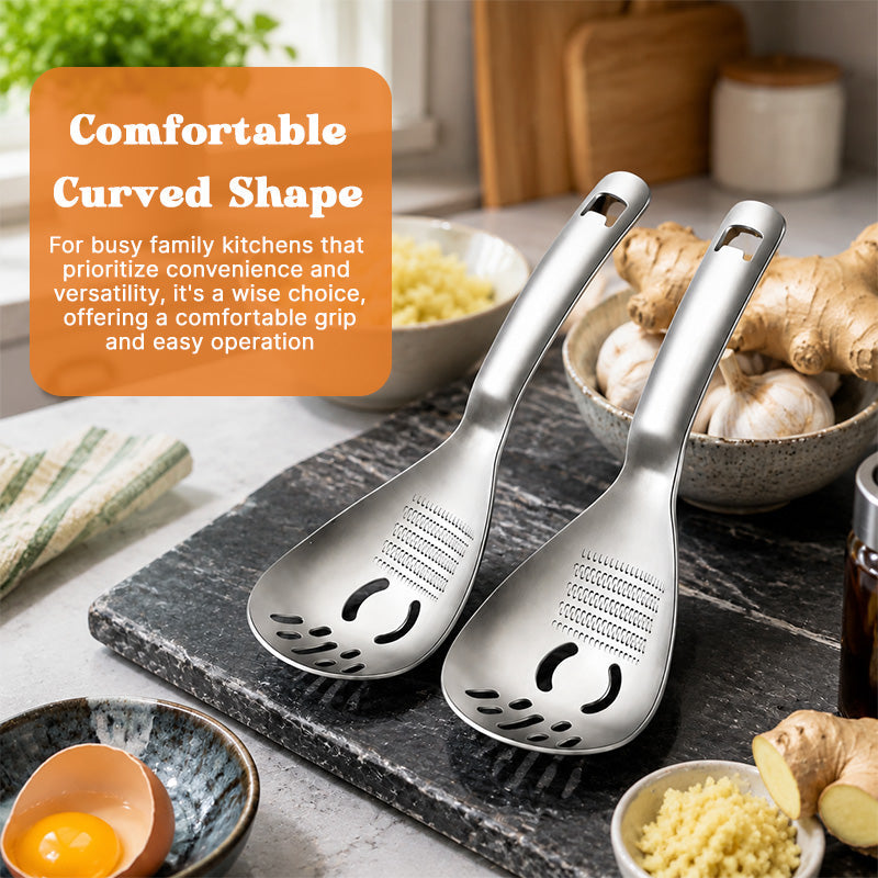 🥄 Multifunctionele zeeflep van 304 roestvrij staal｜Voor knoflook, gember, puree en babyvoedsel