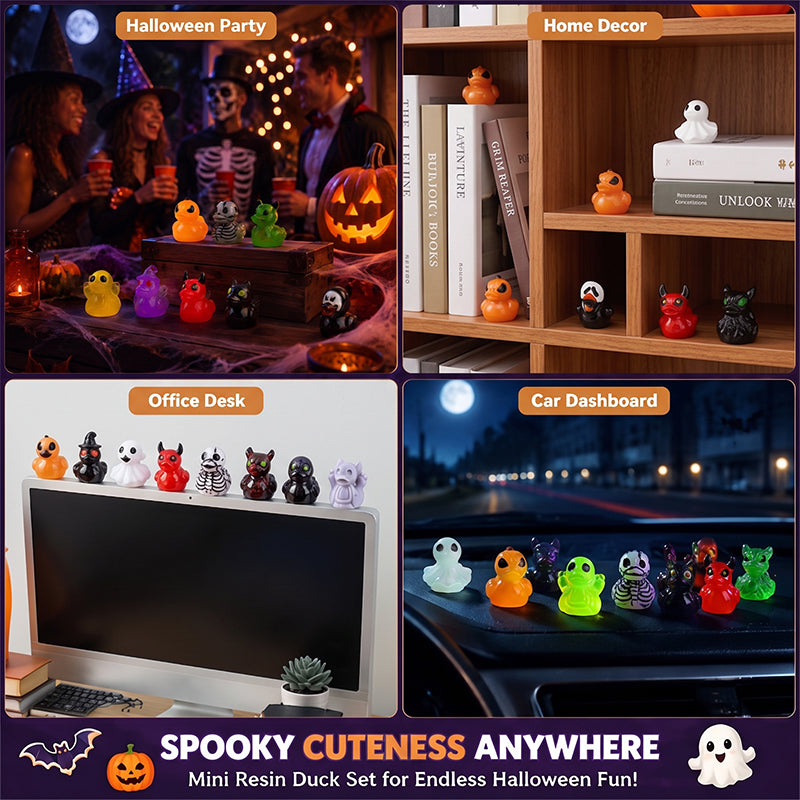 🎃🐤 Halloween Resin Mini Duckies — 12 Spooky Designs, 1‑Inch Tiny Decor