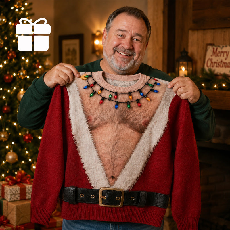 🎅 Grappig kerstshirt met lange mouwen en kerstmanmotief | Opvallend feestshirt voor de feestdagen