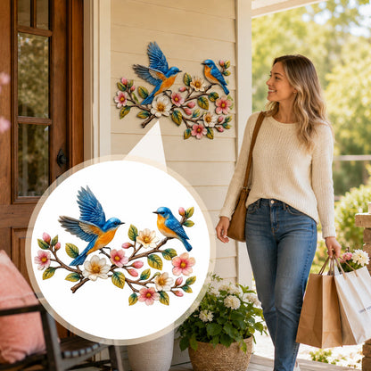 Bluebird Blossom metalen wanddecoratie  🐦🌸✨