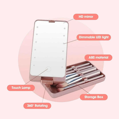 Draaibare LED make-updoos vouwspiegel