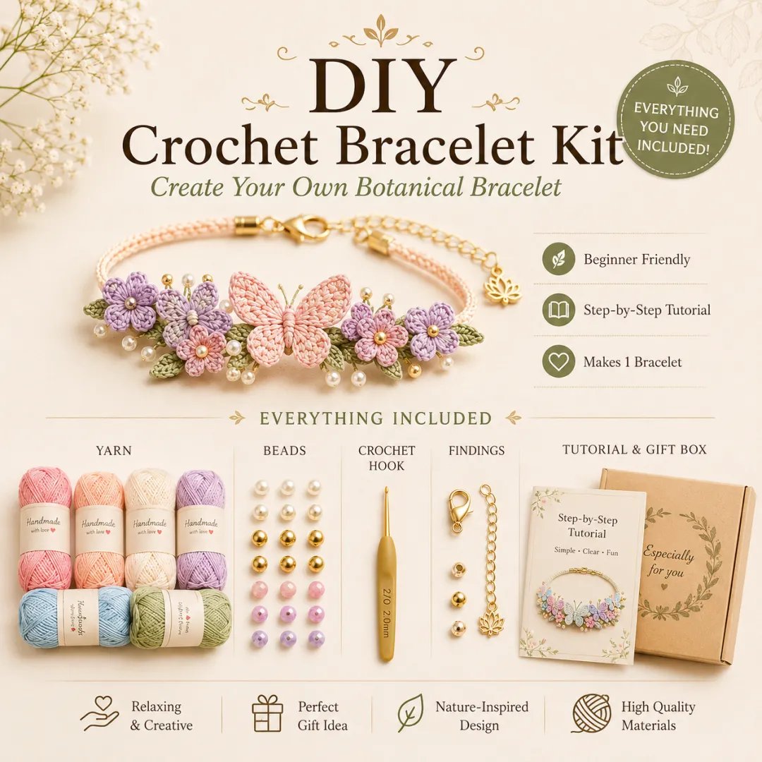 Handgemaakte Bloemen Armband DIY Set – Creatief & Ontspannend 🌸🦋✨