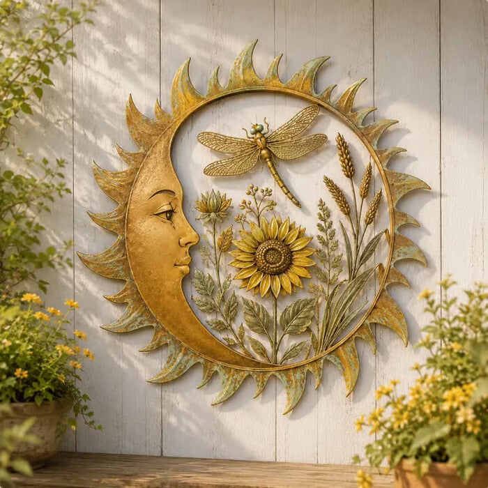 🌞 Collectie vintage wanddecoraties met zonnemotief