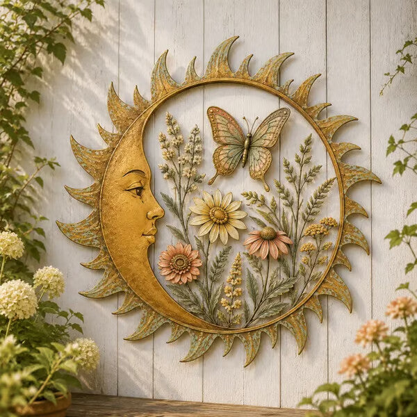 🌞 Collectie vintage wanddecoraties met zonnemotief