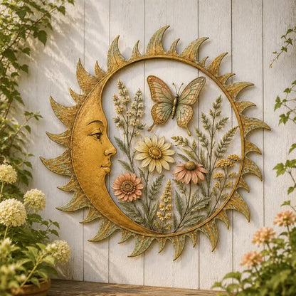 🌞 Collectie vintage wanddecoraties met zonnemotief