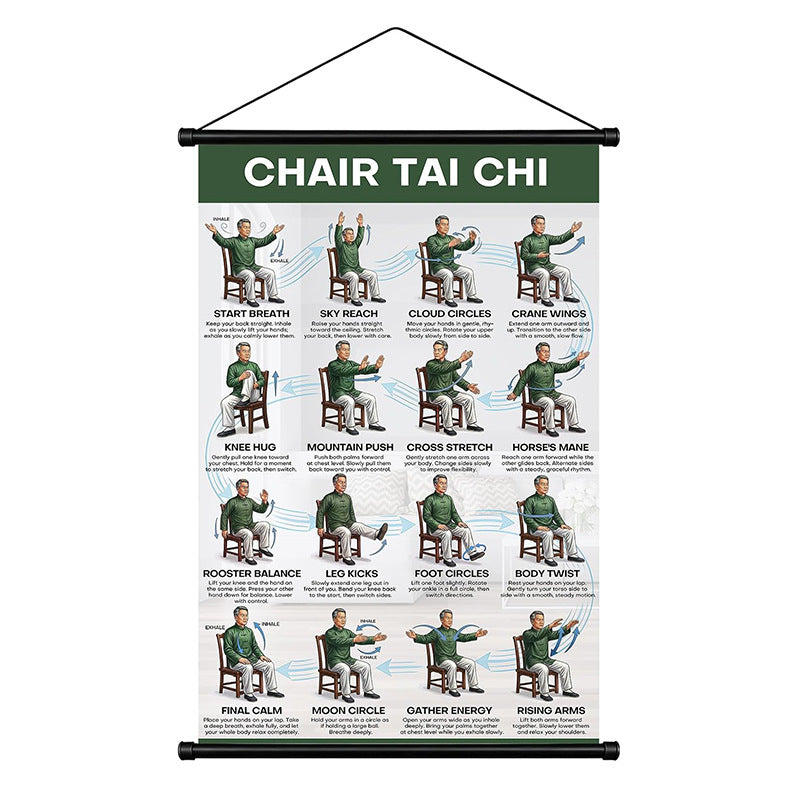 🧘‍♀️☯Tai Chi-oefeningenkaart voor senioren (16 x 24 inches) – Eenvoudige dagelijkse beweging zonder gedoe!