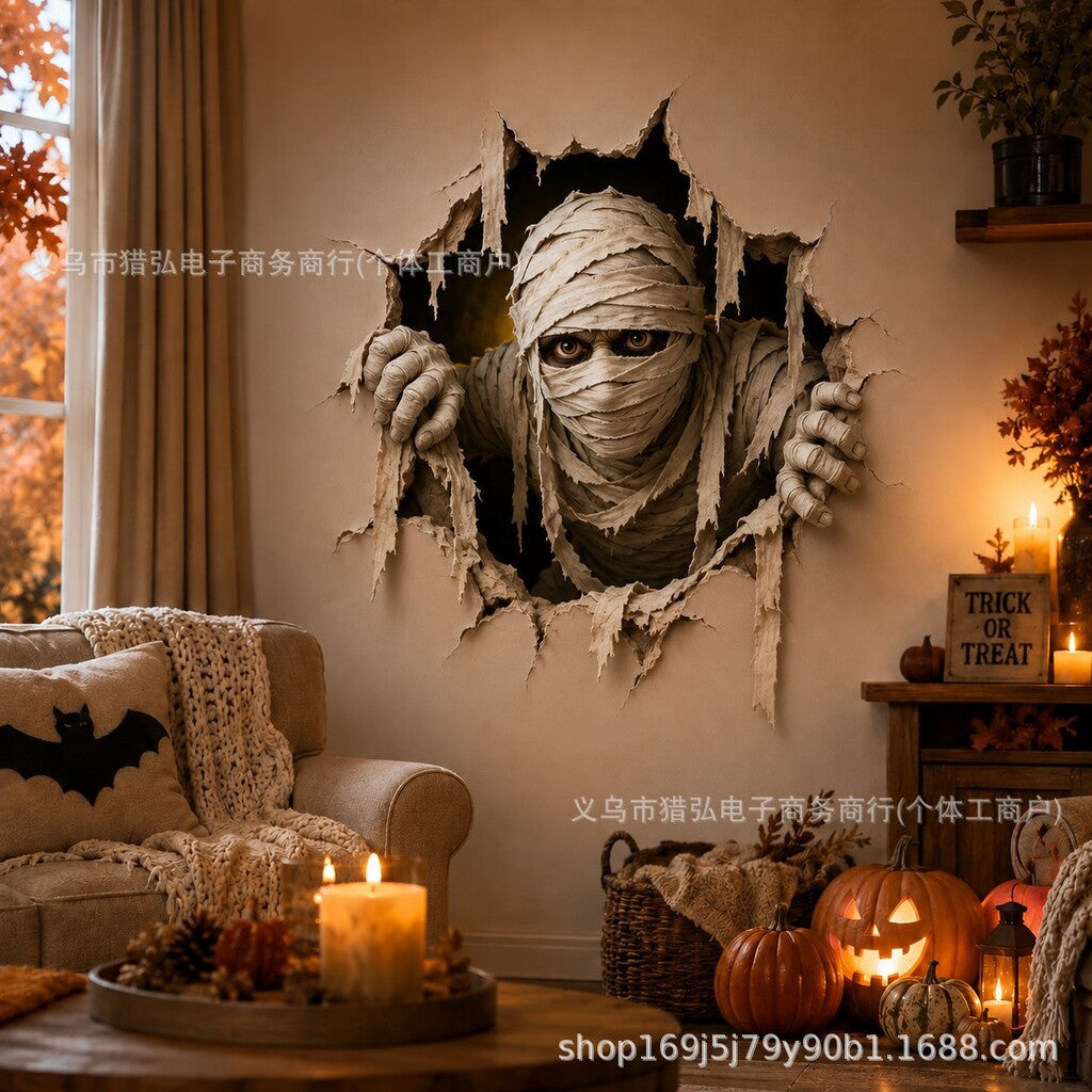 🎃👻 Halloween 3D Muursticker – Laat je Muur Tot Leven Komen! 🕷️