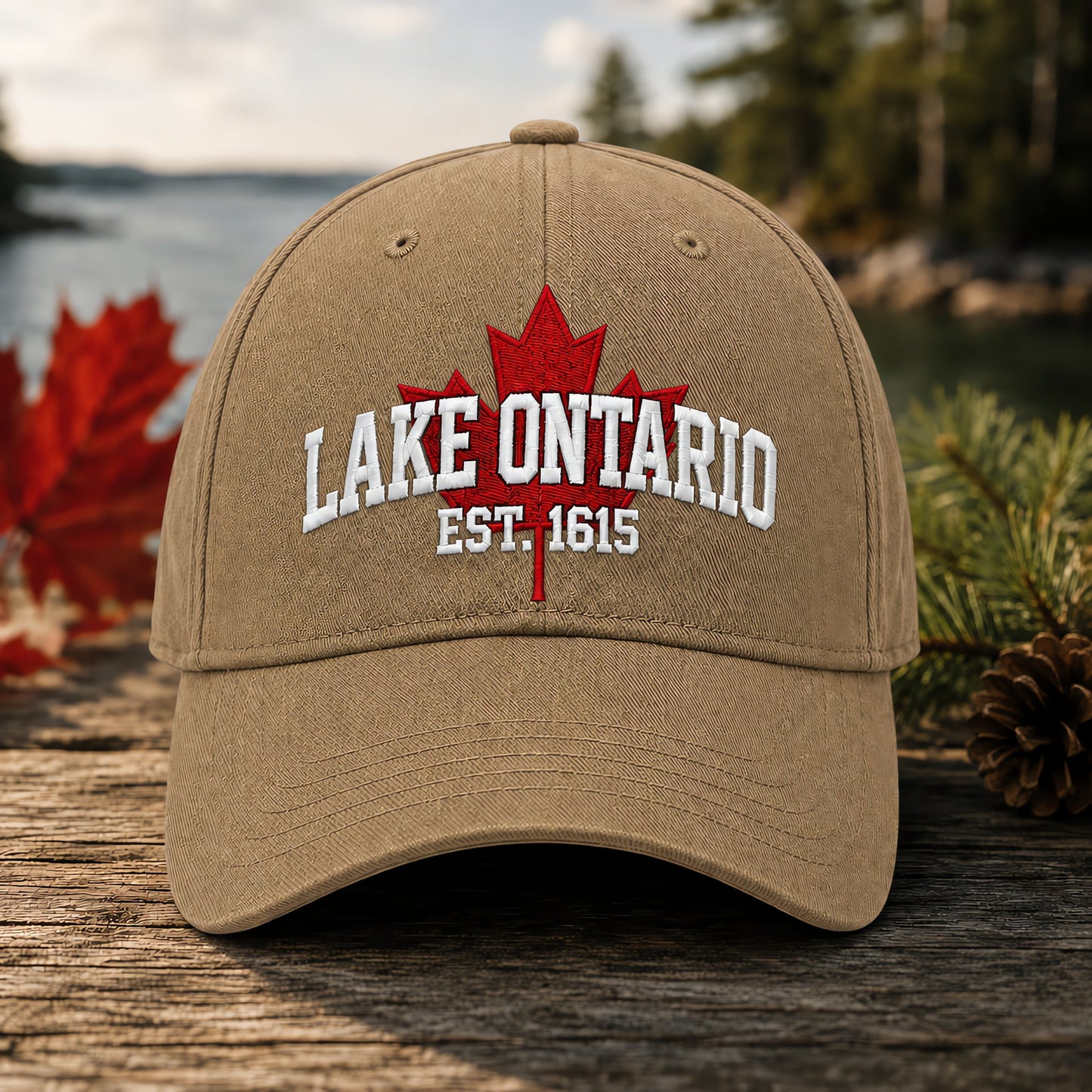 🔥LAATSTE DAG 50% KORTING - 🍁Lake Ontario Forever – Geborduurde pet in retro-stijl (🧢100% katoen)
