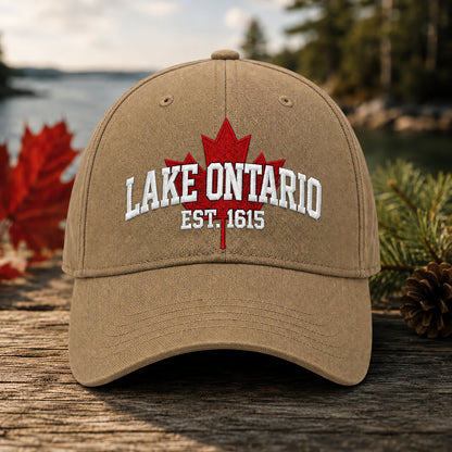 🔥LAATSTE DAG 50% KORTING - 🍁Lake Ontario Forever – Geborduurde pet in retro-stijl (🧢100% katoen)