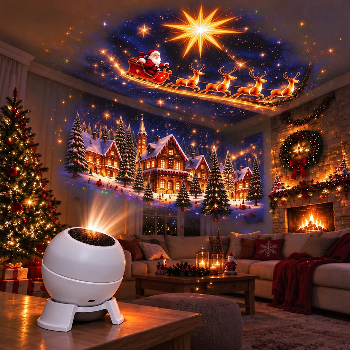 🎅🌠 Compacte Kerstlichtprojector – Geniet van Feestelijke Projecties Zonder Slingers of Ladders!