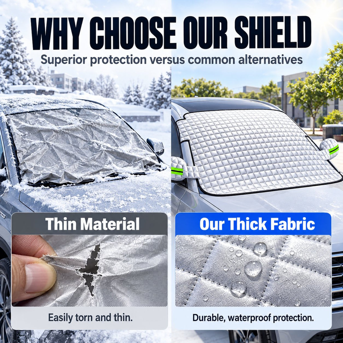 ❄️☀️ 4-Seizoenen Auto-Ruitcover – Bescherm je Voorruit tegen IJs, Sneeuw & Zon