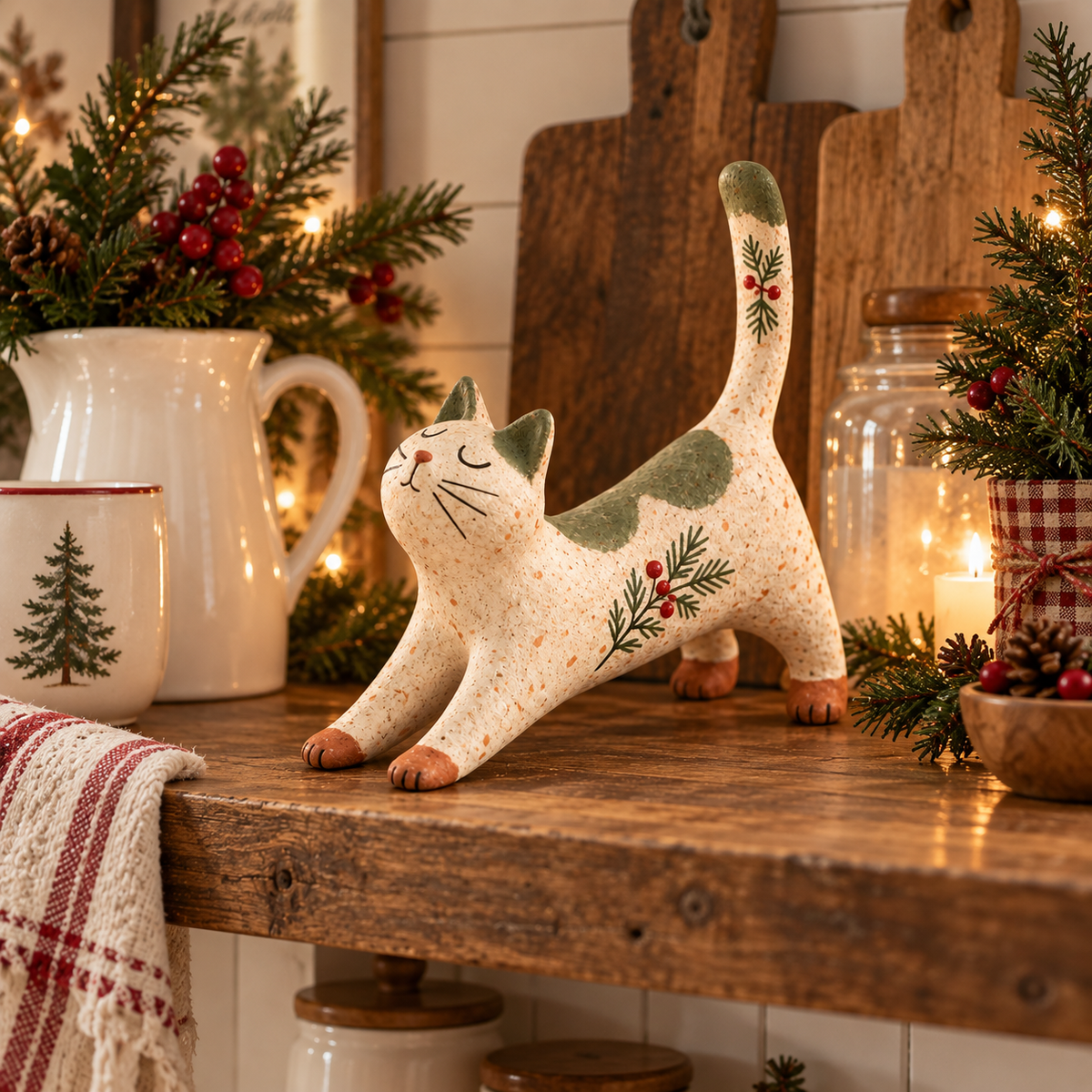 🐈🎄 Kerstkatje uit het bos – een gezellig klein bosvriendje voor je vakantiehuis