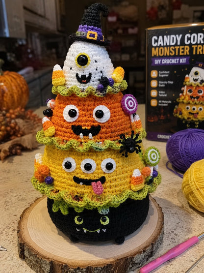 🎃 DIY-haakpakket voor een Halloween-boom | Alles-in-één-pakket voor een griezelige tafeldecoratie van 7 inch met verschillende lagen 🧶👻✨