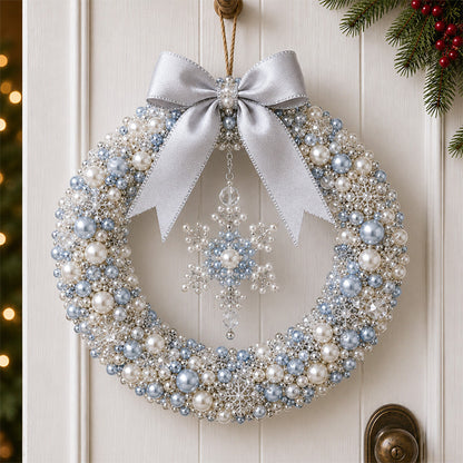 🎄✨ DIY-set voor een kerstkrans met parels – Handgemaakte kerstdeurversiering met kralen 💎🎀