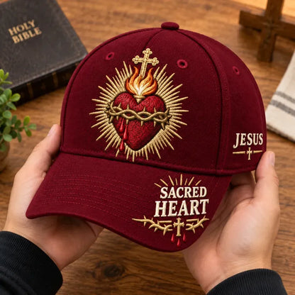 ❤️Sacred Heart of Jesus Faith-baseballpet✝️Draag je geloof. Draag Zijn liefde met je mee.