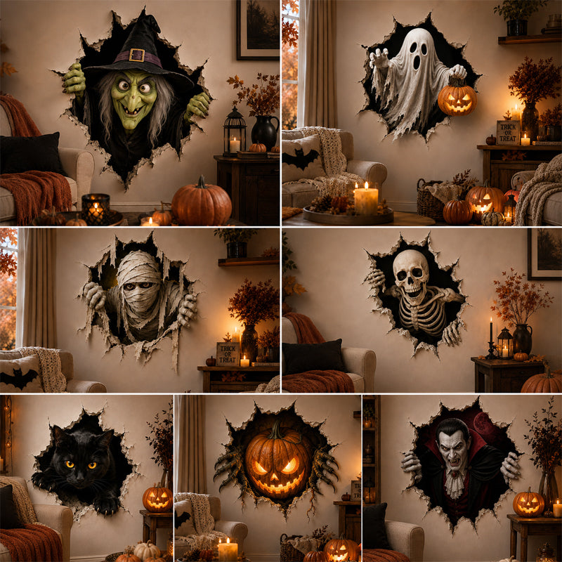 🎃👻 Halloween 3D Muursticker – Laat je Muur Tot Leven Komen! 🕷️