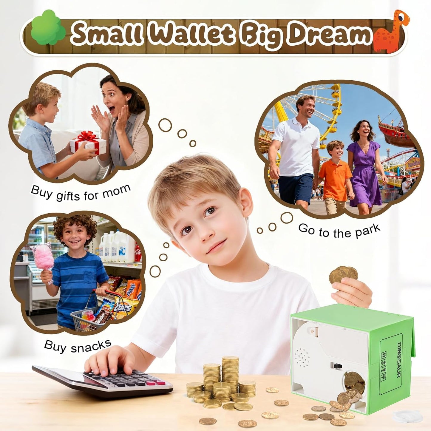 Maak Sparen Super Leuk Met Een Stiekeme Dino! 🦖💰✨ Automatische spaarpot, ideaal voor peuters om geld te sparen