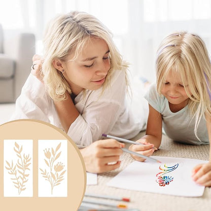 Kleine wilde bloemen bloemen schilderij mallen voor volwassenen kinderen meubels muren en hout kaart schilderen en andere ambachten, bevat miniatuur natuurlijke wijnstok kruid kunst mallen