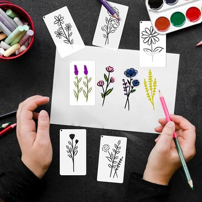 Kleine wilde bloemen bloemen schilderij mallen voor volwassenen kinderen meubels muren en hout kaart schilderen en andere ambachten, bevat miniatuur natuurlijke wijnstok kruid kunst mallen