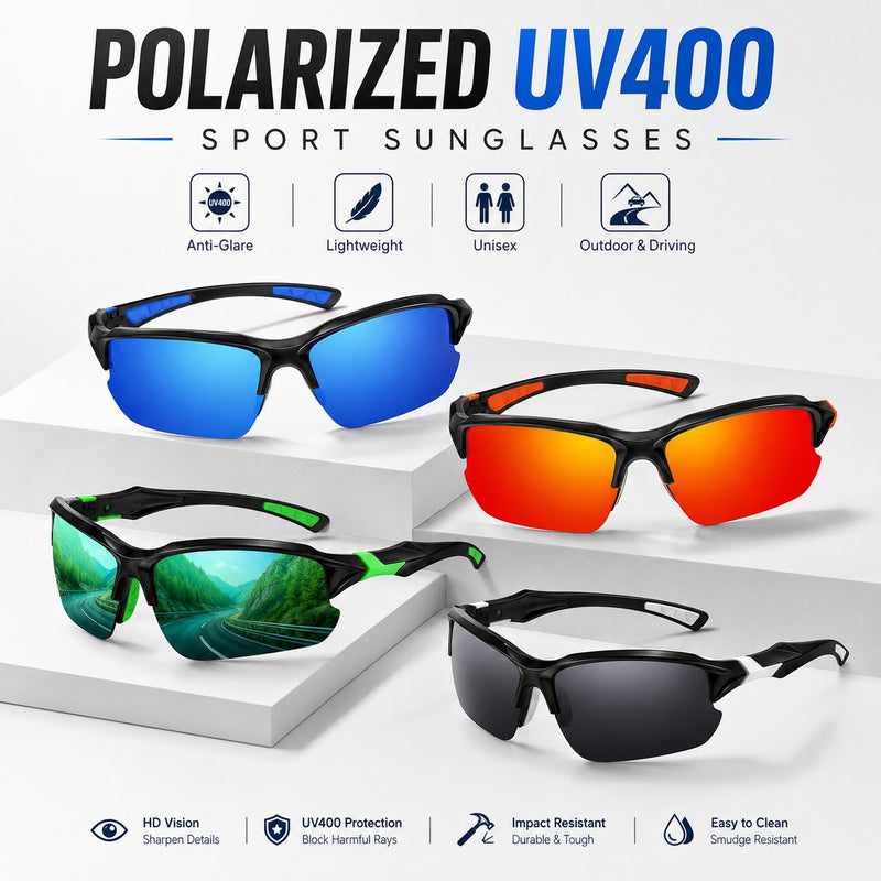 🔥LAATSTE DAG 49% KORTING - Polarized UV400 Sports Sunglasses – Unisex Outdoor & Driving Eyewear