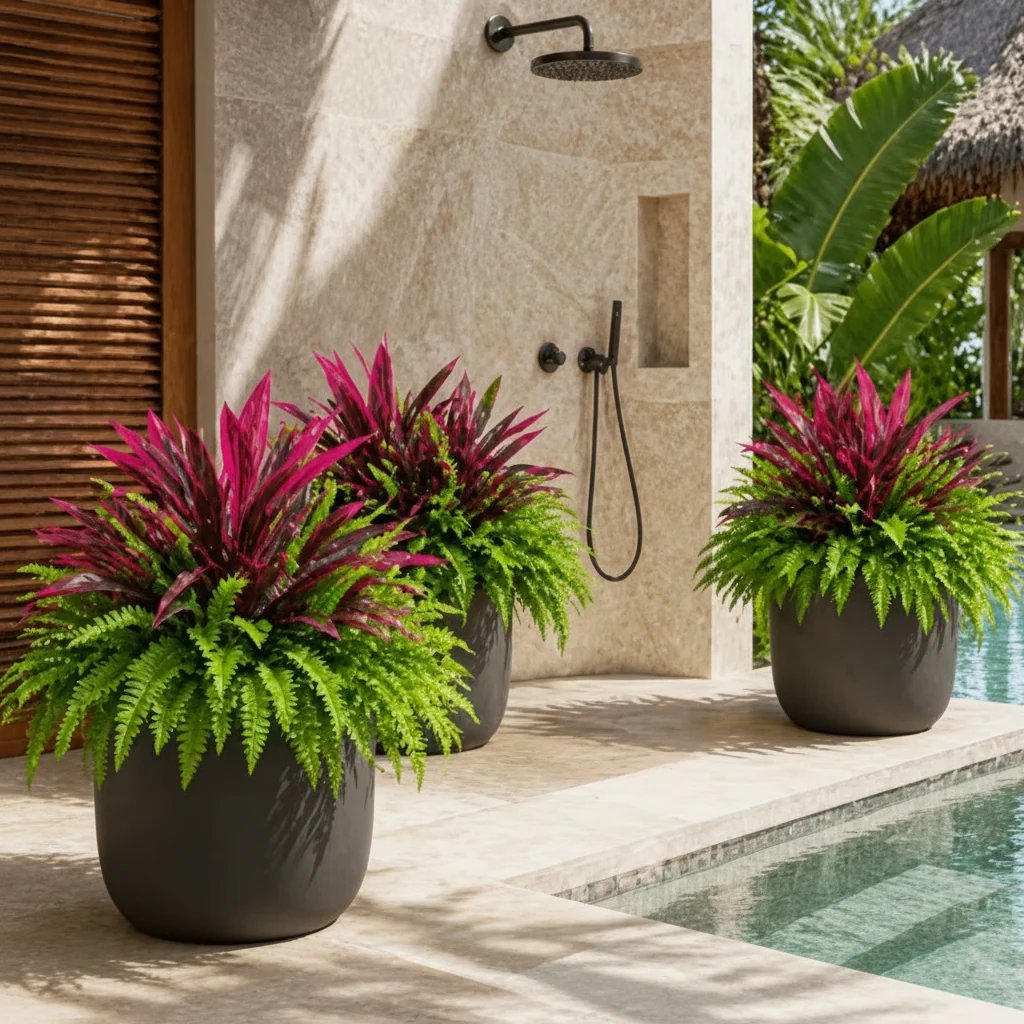 💥Zomeraanbieding🔥UV-bestendige kunstvaren en rode dracaena als decoratieve planten – vol, weelderig en kleurvast!