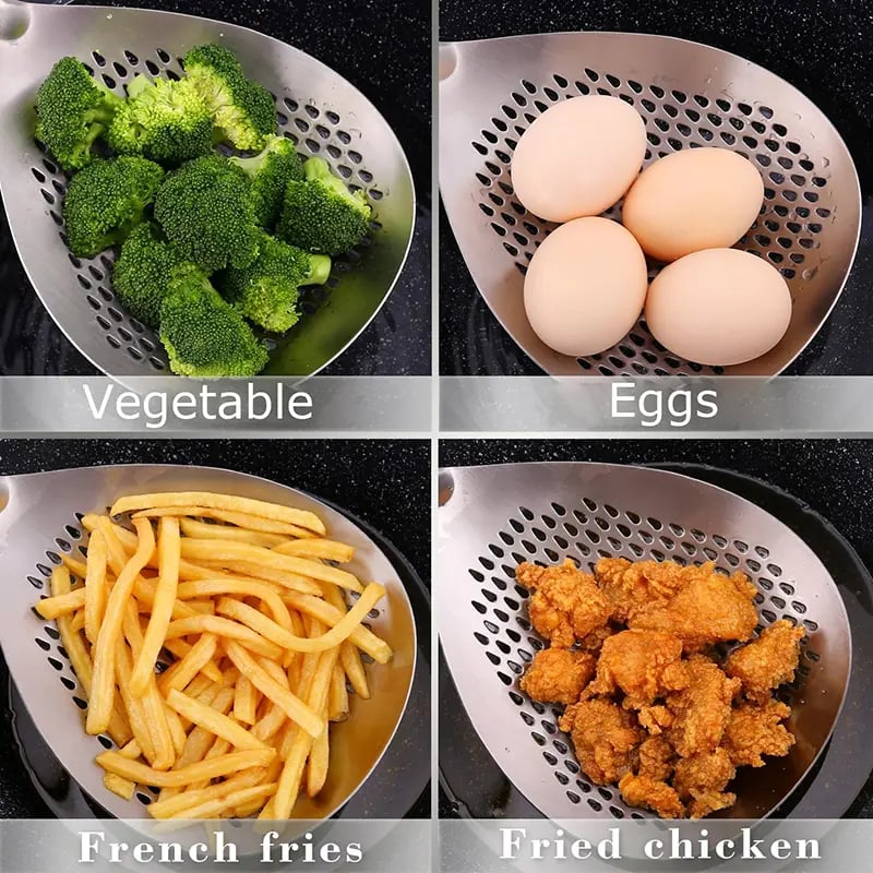 🥣✨ Fijnmazige roestvrijstalen vergiet – 2026 geüpgradede versie met ultrafijn filtergaas, handgreep, oliefilterschep en keukenzeef 🍜🍤