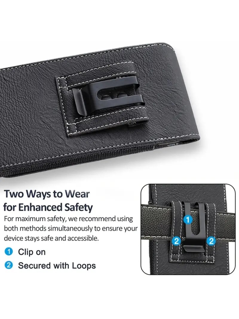⚡Grote korting | Heupriem-telefoonhoesje 📱 Leren holster met meerdere vakken en kaarthouder