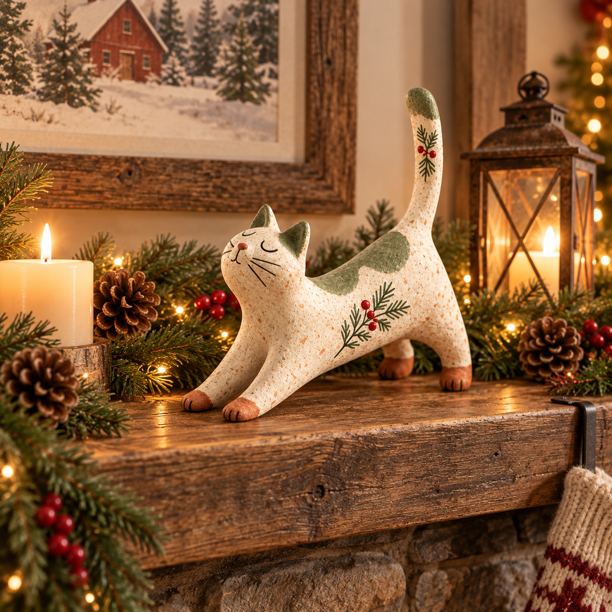 🐈🎄 Kerstkatje uit het bos – een gezellig klein bosvriendje voor je vakantiehuis