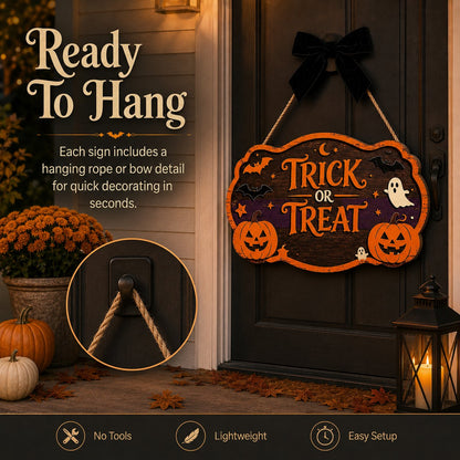 🎃 Trick or Treat Halloween Deurbord – Sfeervolle Halloween Welkom Decoratie 👻🦇