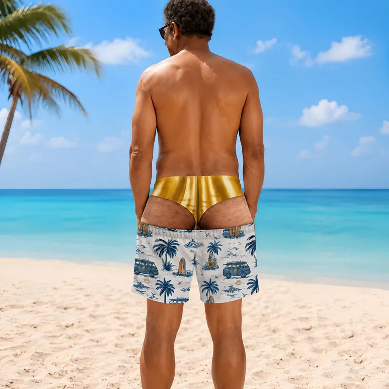 😄🐆Leuke strandzwemkleding van denim met luipaardprint