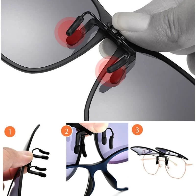 Nieuwe gepolariseerde clip-on zonnebril met flip-up ontwerp