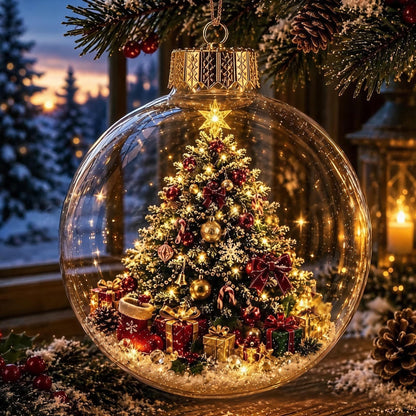 🎄Gloeiende kerstdiorama-kerstbal – Een kleine winterwereld in je handen